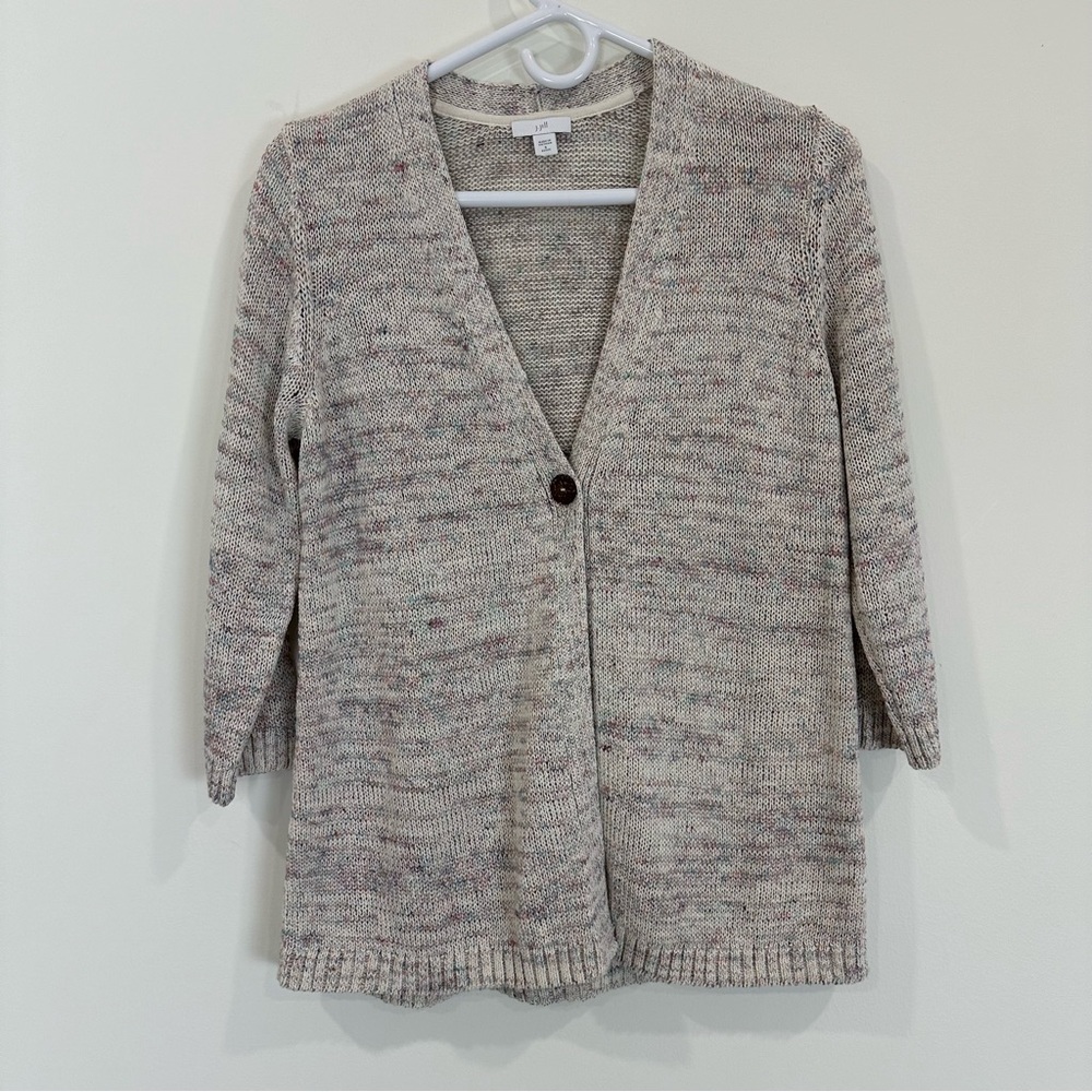 J. Jill Confetti One Button Cardigan Sweater Size Small Petite